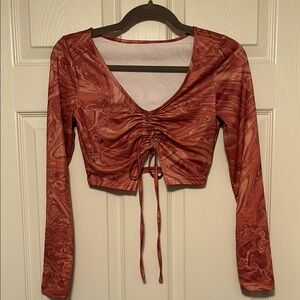 Women's Marble Long Sleeve  cropped Top. S